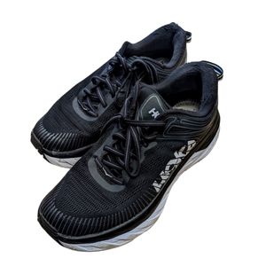 Women’s Hoka Bondi 7 Running Shoes, Size 9.5US - Black & White No Insoles